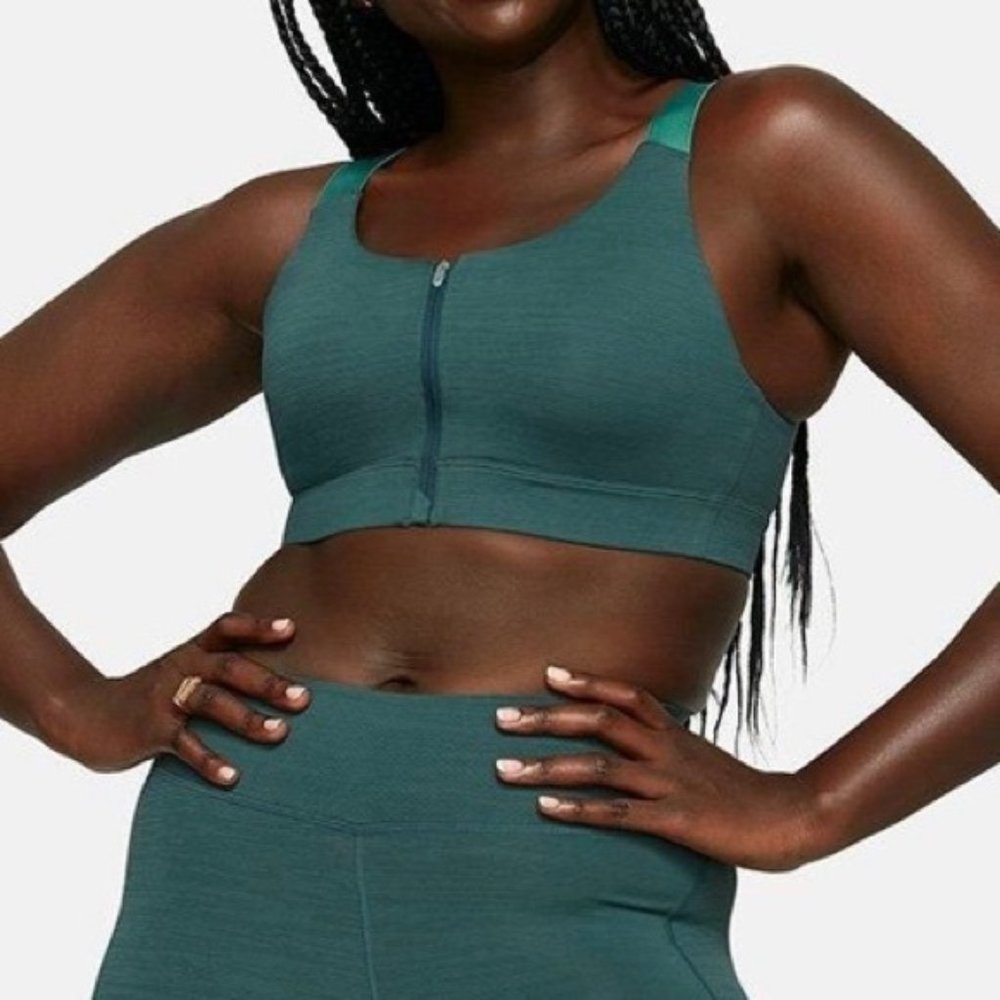 Outdoor Voices Zip TechSweat Sports Bra Green